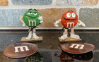 Metal Phb  Pair Of Green And Orange Pretzle Miniature M m Figure Hinged Trinket