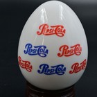 Pepsi-cola White Glass Logo Display Egg Collectible With Wooden Stand Vintage