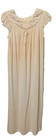 Vintage Nylon Long Nightgown Romantic Delicate Sheer Embroidered Short Sleeve S