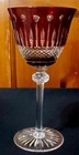 3 Vintage Bohemian Noble Excellence Ruby Red Cut-to-clear Crystal Wine Glasses