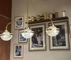 Antique Vintage Art Deco Brass   Glass Ship Ceiling Fixture Hanging Light Lamp