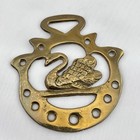 Brass Horse Medallion Vintage English Swan Bird Swim Grace Ornate Show Harness