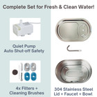 Gngpet Cat Water Fountain 3 5l Stainless  Quiet Pump 4 Filters Brush Set