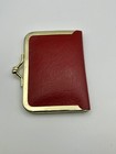 Vintage 1950 s Travel Sewing Kit Burgandy Leather leatherlike Mini Bag Purse