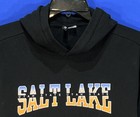Divided H m Black multi Salt Lake Utah Cropped Pullover Graphic Hoodie Top Sz Xs