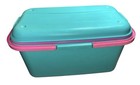 Vtg Eagle Craftstor Craft Sew Tote Organizer W tray Teal Pink Purple Retro Usa
