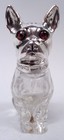 Antique Shakers Edwardian Salt Pepper Animal Dog American Sterling Silver Glass