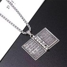 Vintage Silver Cross Bible Book Pendant Necklace Unique Jewelry For Men Women