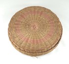 Vintage Round Woven Wicker Sewing Basket With Lid Brown 7  X 1 5  Old Antique Mp