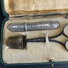 Antique Sewing Needlework Set Silver France Metal 20th Century Original Box