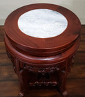 Chinese Hand Carved Rosewood Marble Top 14  Pedestal Plant Stand Table Antique