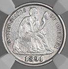 1891-o 10c Seated Liberty Silver Dime   new Orleans   Ngc Au55   8404751-017