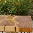 Handmade Rustic Reclaimed Rectangle Teak Wood Slice Side Table With Metal Decor