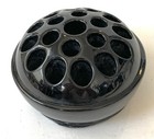 Vintage Black Glass 19 Hole 4    Flower Frog Art Deco Design Edges
