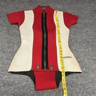 Vintage Womens Wetsuit Size Large Short Sleeve Red Zip Up Johnson Outboards Red