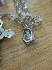 Sterling Silver 925 Vtg Cut Crystal Faceted Rosary Prayer Beads Catholic Antique