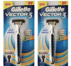 Gillette Vector 3 Razor Handle For Sensor Sensor Excel 2 Cartridges Lot Of 2