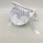 Wedding Flower Girl White Satin Basket With Ribbon Bow Size 9 5x6 Inches
