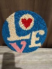 1970 s Melted Plastic Popcorn Love Sign Blue Wall Decor Hippie Retro Groovy