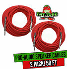 1 4  To 1 4 Male Jack Speaker Cables  2 Pack  By Fat Toad   50ft Professional