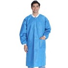 10 Pcs Disposable Sms Lab Coat With Pockets Knit Cuffs 35gsm Blue Medical Dental