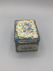Vintage Daher Metal Hinged Decorative Tin Faux Needlepoint Floral Design England