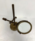 Antique Brass Table Magnifying Glass 19th Cent  Stand Adjustable Exe Cond 
