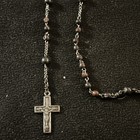 Antique Rosary  Crucifix Black Ebony Wood Beads Catholic Dainty Small Beads