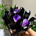 641g New Find Black purple Phantom Quartz Crystal Cluster Mineral Specimen