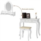 Ktaxon Elegance White Dressing Table Vanity Table And Stool Set Wood Makeup Desk