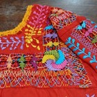 Red Mexican Huipil Cotton Embroidered Blouse For Women Size S