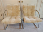 Pair Of Thayer Coggin Cantilever Chrome Chairs  1970    needs Upholstering  