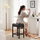 Set Of 2 Black Counter Height Stools Bar Stools 24 Inch Bar Leather Saddle Stool