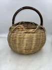 Primitive Vintage Woven Oak Splint Egg Gathering Basket Handle
