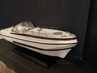 Antique All Wood Carved Model Power Boat Lake River