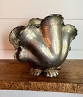 Mid-century Modern Soft-hammered Silver Plate Clam Shell Ice Bucket-wine Cooler