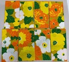 Vtg Yellow Green Orange  Floral Cloth Napkin Set Of 8 Retro Groovy Tiki 60s 70s