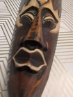 Tribal Mask With Owl Hand Carved Wooden Hand Painted Vintage Bahamas 
