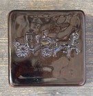 Vintage Dobbs Hats Amber Glass Match Holder Horse Carriage Advertising Striker