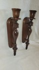 Vintage Pair Of Wood Oak Sconce Candle Holders Wall Hanging 15 5  Tall