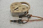 Vintage Brass Flower Engraved Heart Shape 2 Key Pad Lock   Nice Patina