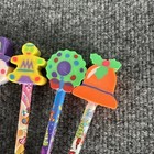 Vintage Lisa Frank Lot Of 5 Holiday Christmas Pencils Eraser Toppers 90 s Retro