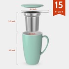  15oz Porcelain Tea Mug With Infuser And Lid     Microwave Safe  Ergonomic Handle