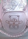 Vintage Decorative Pink Glass Floral Etched Frosted Panels Teddy Bear Motif Bell
