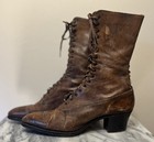 Antique Victorian-edwardian Era Women   s Brown Leather Granny Boots - Boston  Usa