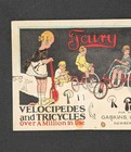 Fairy Velocipedes Tricycle Advertising Blotter 1920s Gaskins Cycle Newbern Nc
