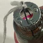 Vintage 5 Cent Cap Shiny Brite  Green Red Mini Bell Glass Christmas Ornament