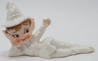 Vtg Artmark Or Lefton White Pearl Pixie Elf Laying Figurine Ceramic Pearlescent