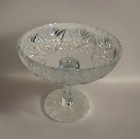 American Brilliant Cut Lead Crystal Compote Pedestal Dish Footed Candy Bowl Rare