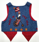 Uncle Sam Usa Childrens Handcrafted Reversible Novelty Vest Small Blue Cotton